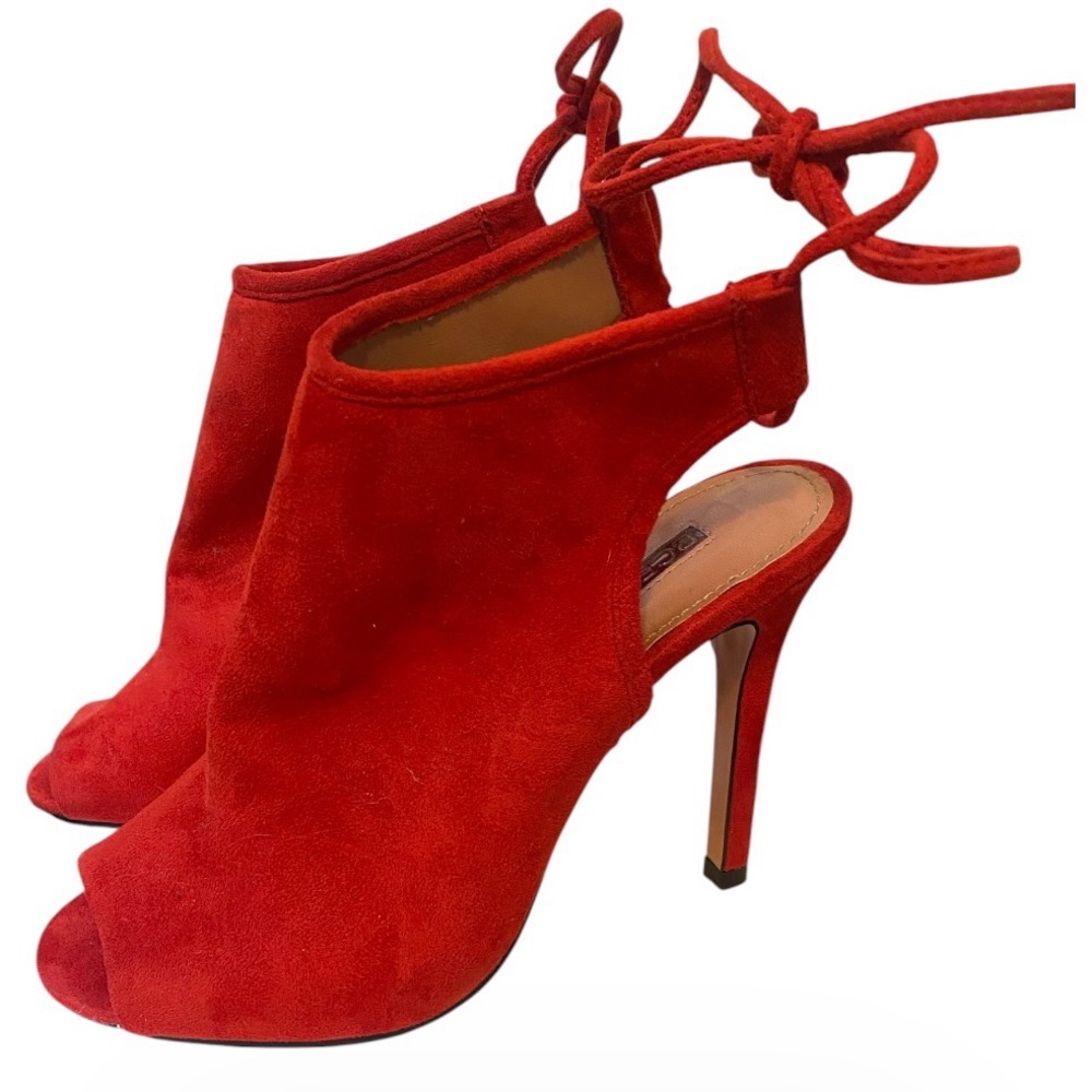BCBG Red Suede Ankle Booties